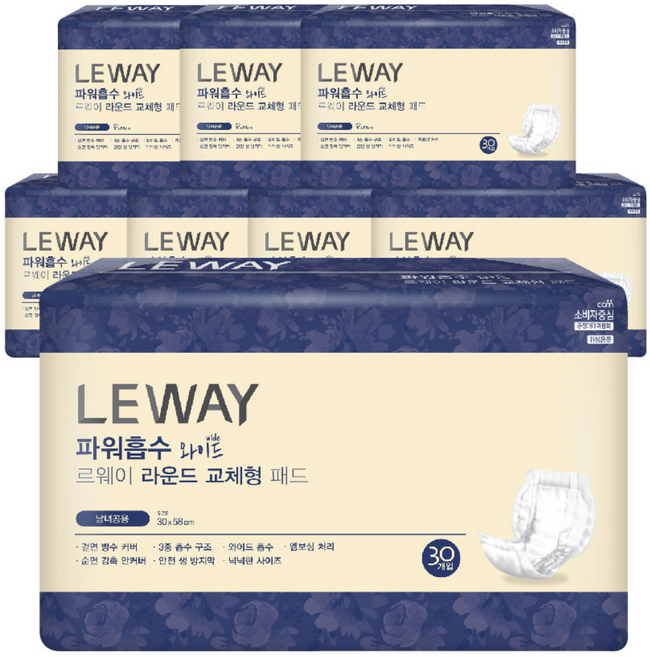 미래생활 르웨이 파워흡수 성인용 속기저귀 라운드 와이드형, 30개입, 8개