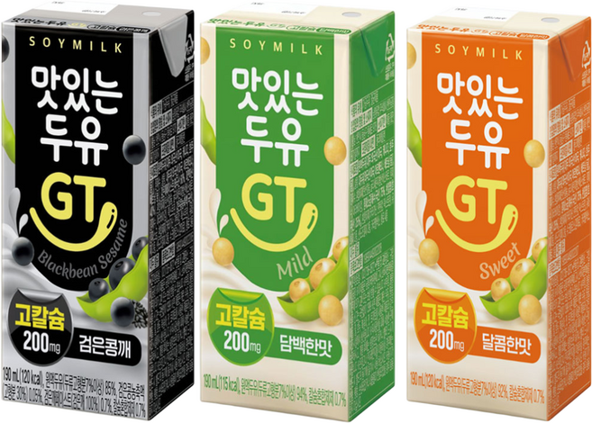 맛있는두유 GT 고칼슘 검은콩깨 담백한맛 달콤한맛 3가지맛, 190ml, 72개