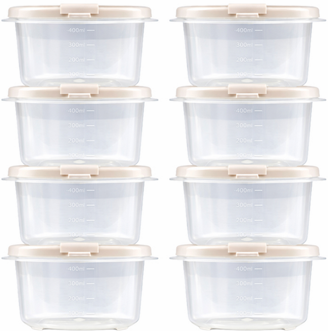 DAMDA 담다톡 전자레인지 밀폐용기 세트 냉동밥 용기, 정사각 500ml*8p, 1세트