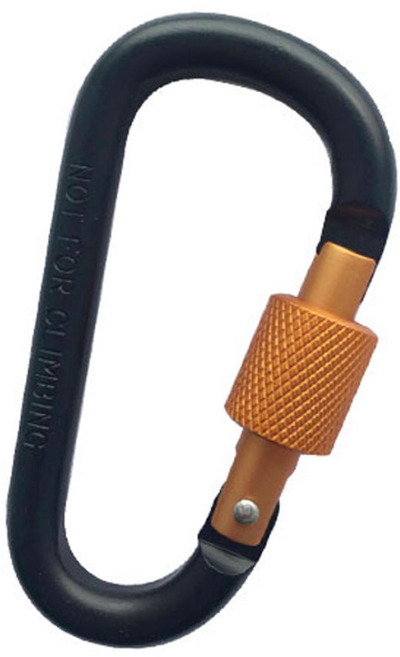 안전닷컴 캠핑 등산 고강도 잠금형 D형 카라비너 1개, 블랙