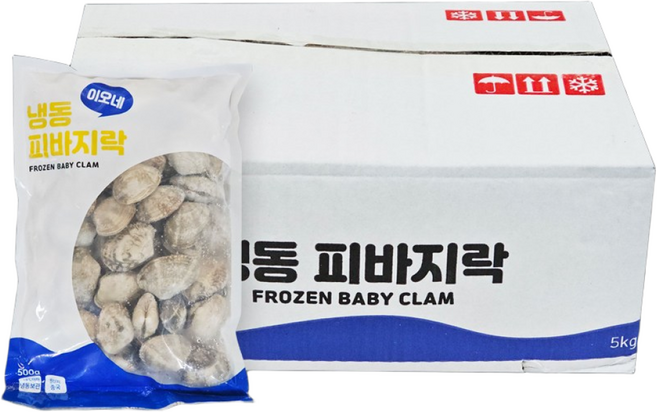 [굿챈스]냉동피바지락 (500g x 10개) 냉동바지락 해감 업소용 대용량 조개 껍질, 1박스, 5kg