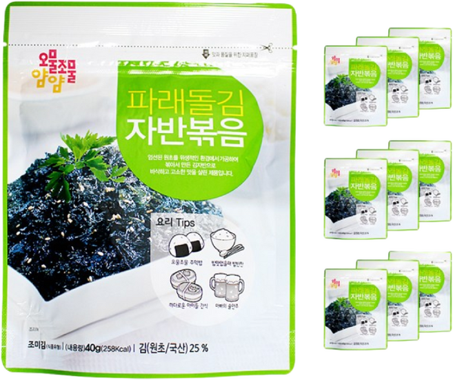 오물조물얌얌 파래돌김 자반볶음, 40g, 10개