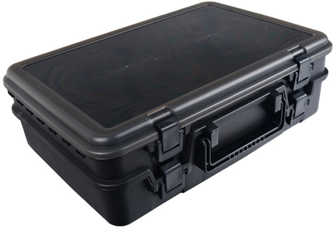 아띠꼴로 대형 낚시 태클박스 양면 소품 케이스 수납 정리함, 1개, 젯블랙