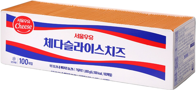 서울우유 체다 슬라이스 치즈 1.8kg 100매 업소용, 2개