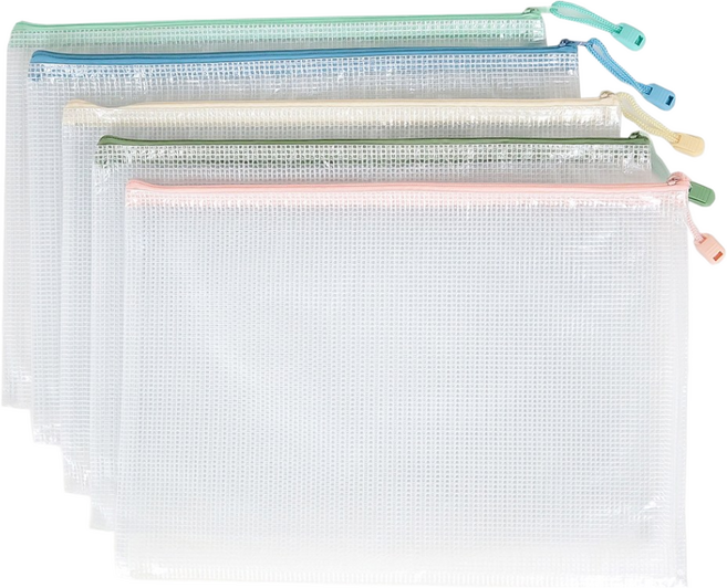 에고샵 다용도 PVC A4 지퍼 파우치 L, 5개, 파스텔세트