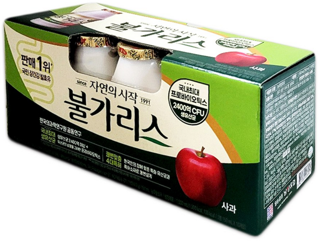 코스트코 남양 불가리스 사과맛 농후발효유 1500ml/냉장 프로바이오틱스 2400억 유산균 요구르트 원유 비피더스 올리고당 베타글루칸 콜라겐 아세로라, 1.5L, 1개