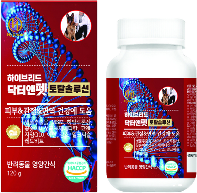 닥터앤펫 토탈솔루션 강아지 피부 관절 눈 면역 관리 반려동물 영양제 영양간식, 단일맛, 1개, 종합영양제, 120정