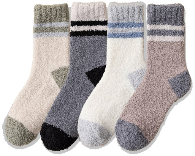 남여공용 남성용 보온 따뜻한 대형 수면양말 배색 4켤레 세트