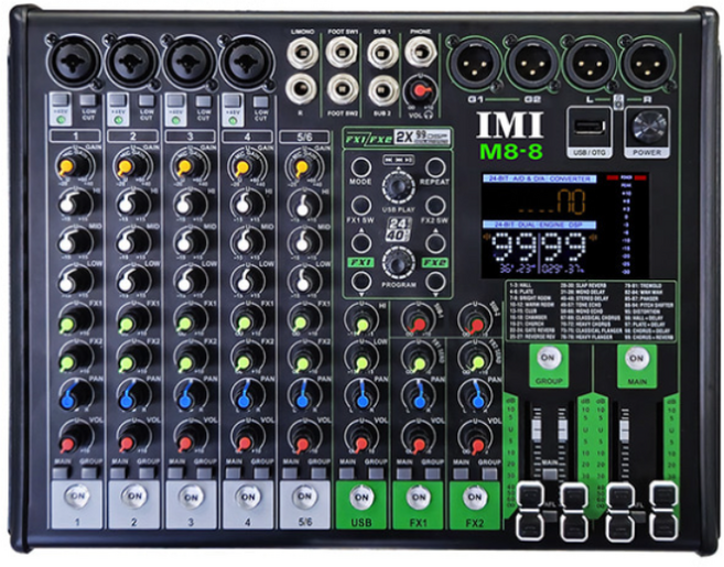 아이엠아이 오디오 인터페이스 스트리밍 블루투스 믹서 듀얼이펙터 7080 에코챔버, 혼합색상, M8-8