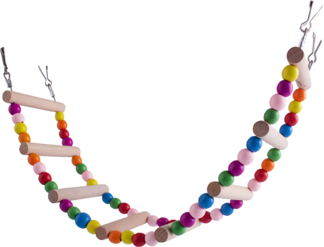 와이어줄 무색 우드 징검 사다리 앵무새 용품 횃대 사다리 장난감 그네, 1개, 6단