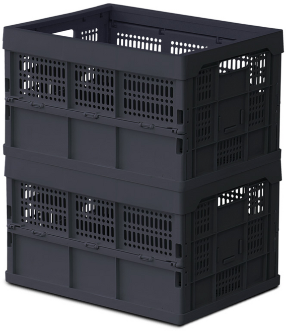 대형 폴딩박스60L 2P 세트 접이식 리빙박스, 1개, 다크 그레이2P