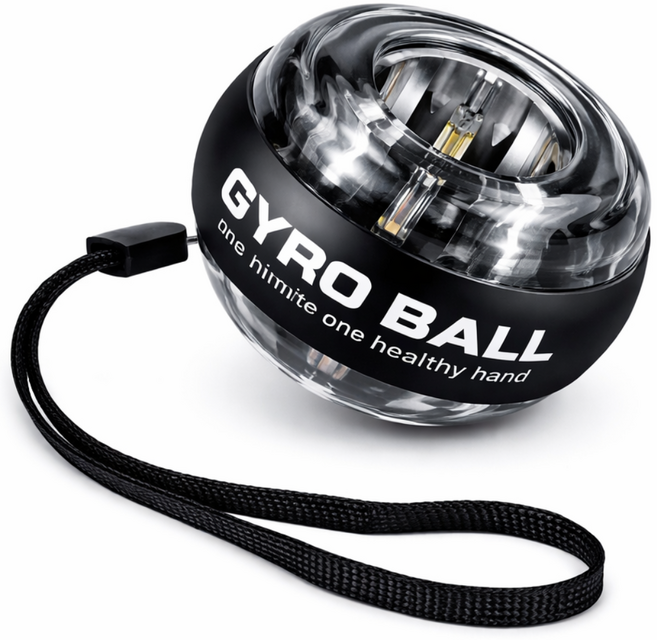 COAPE 무소음 LED 자이로볼 손목운동 전완근운동 악력기, 1개, 투명