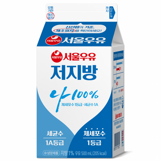 서울우유 나100% 저지방, 4개, 500ml