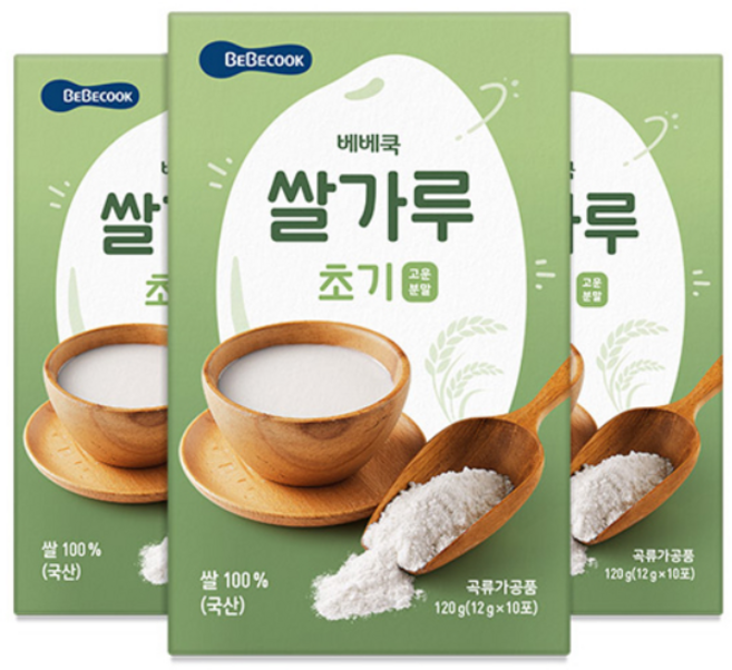 베베쿡 유기농 쌀가루 초기 10p, 120g, 3개