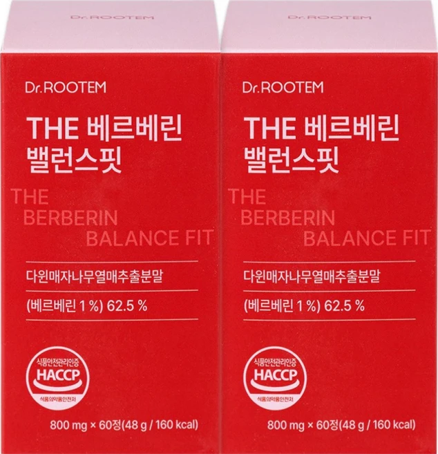 닥터루템 베르베린 500mg 다윈 매자나무열매 추출분말 밸런스핏 HACCP 인증, 2박스, 60정 - 쿠팡