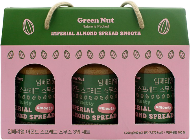 그린너트 임페리얼 아몬드버터 스무스 400g 3입 선물세트, 1세트, 1.2kg
