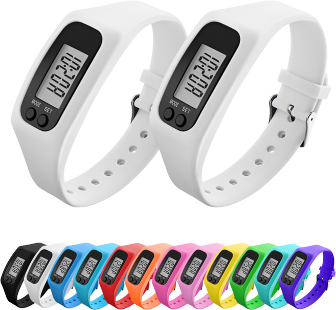 브레베네 만보기 손목시계, 2개, 화이트1+화이트1