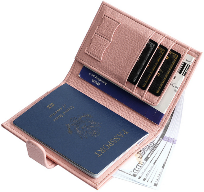 가죽 여권 케이스 지갑 차단 해킹방지 안티스키밍