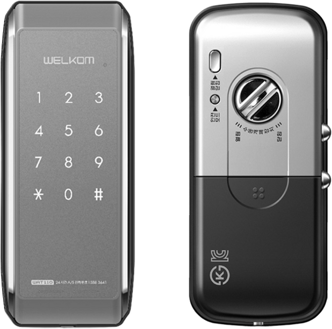 [수도권설치-내일도 가능] 웰콤 WAT110 샷시문용 번호키전용 샤시 패션문 주택현관문 세로타입 실내부 마스터번호 세이프도어 가마찌도어 터닝도어 현관문 디지털도어락 보조키 도어록, 무료설치(A지역)-화요일, 방문설치