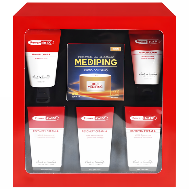 [파워풀엑스] 리커버리크림+메디핑 선물세트 파워풀크림/스포츠테이핑 진생리커버리크림 기획세트, 1개