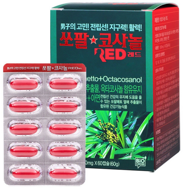 [TV홈쇼핑 인포벨]남자 건강 NEW 쏘팔코사놀 1000mg 4개월 레드 골드 이용식 남진 쏘팔메토, 120정, 1박스