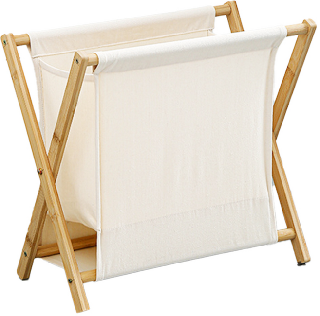 우드 접이식 햄퍼 X자 빨래 수납 바구니, 베이지