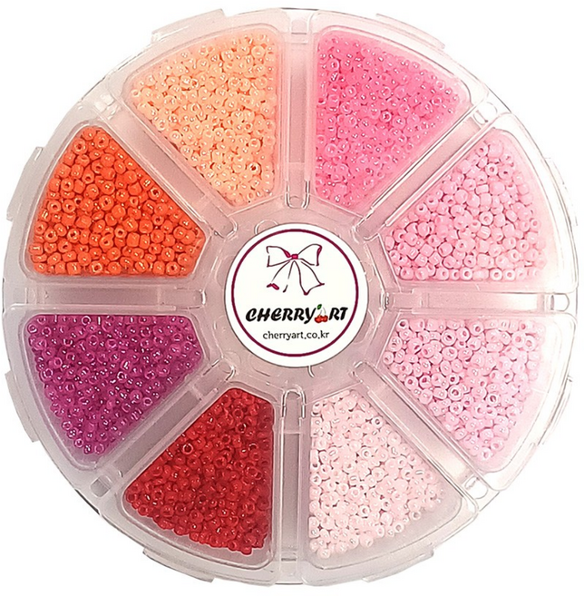 체리아트 2mm시드비즈 8칸세트 120g 비즈공예 팔지 목걸이 만들기 재료, 1개, 레드