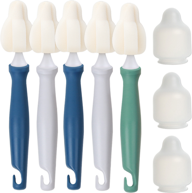 하이비 몽글이 미니솔 젖병 젖꼭지 세척솔 5p + 먼지캡 3p 세트, 1세트, 시원한바람