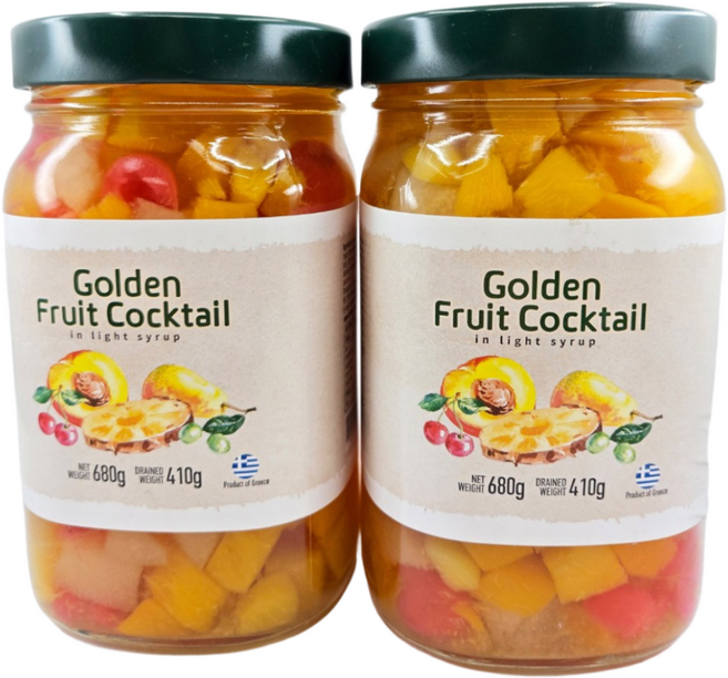 골든 후르츠칵테일 그릭 지중해 황도 배 청포도 체리 간편 간식, 1개, 680g