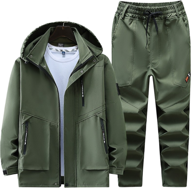 ANYOU 남자 춘추 방수 방풍 스판 작업복 정비복 현장복 등산복 야외 낚시복 스포츠 상하의 세트 K2-2023A
