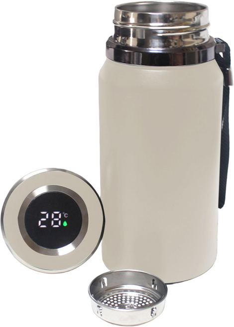 다쓱 보온 보냉 프리미엄 온도표시 스텐 스마트 텀블러, 1개, 800ml, 프리미엄 베이지