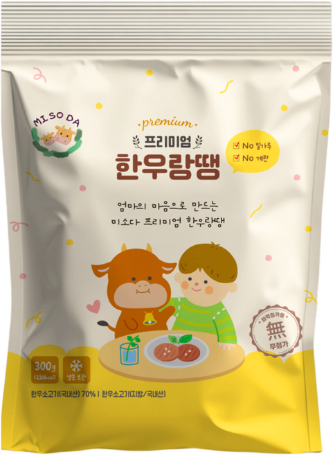 미소다 한우랑땡 아기반찬 유아반찬, 300g, 3개