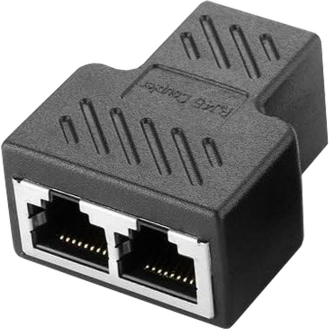 CAT5 / CAT6 Y형 RJ45 커플러 랜연장 1 대 2 어댑터 블랙, 2개, RJ45/8P8C