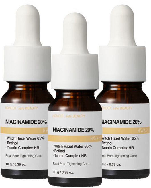 화사 나이아신 20% 모공 축소 수 면적 깊이 개선 포어 타이트닝 앰플, 3개, 10ml