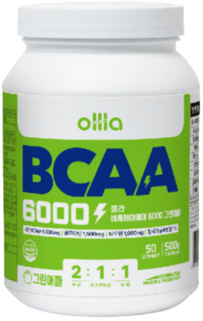 올라 BCAA 6000 [그린애플 Upgrade] 500g, 1개