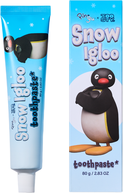 투스티 맛있는치약 핑구 남극치약 스노우이글루 히알루론산 입마름방지 구취제거, 1개, 80g