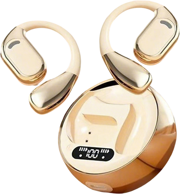 IPX5 방수 노이즈캔슬링 C타입 오픈형 귀걸이형 무선 블루투스 이어폰, 옐로우, 1개