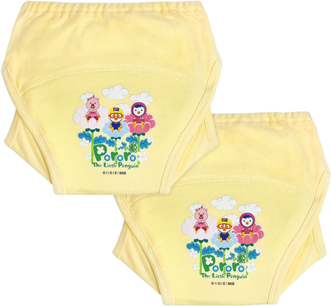 뽀로로 유아 샘방지 순면 배변 훈련 팬티 2P, 2개, 옐로우