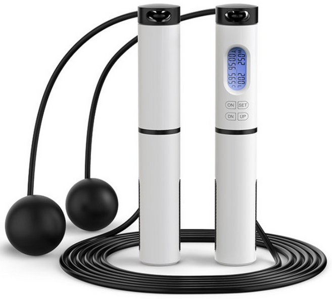 써니요가 줄없는 무소음 실내 멀티 2in1 디지털 스마트 줄넘기, New블랙, 1개