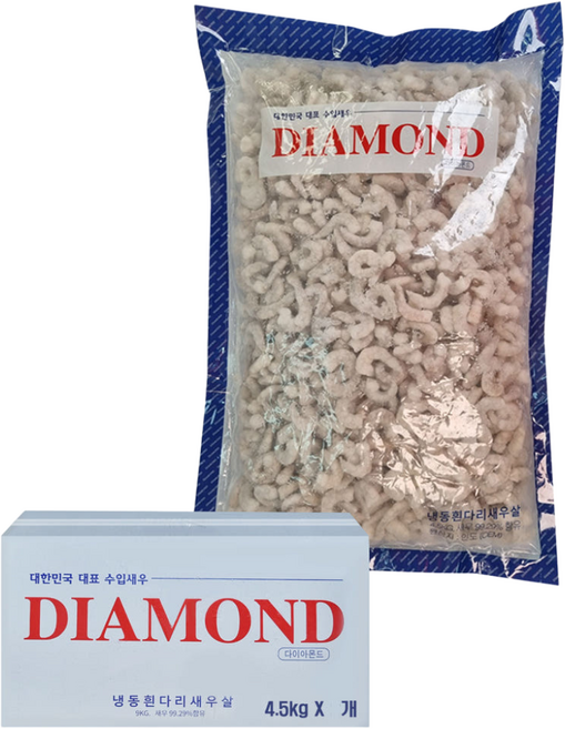 흰다리새우 생새우살 냉동 탈각 손질 업소용, 4.5kg (51/70), 1개