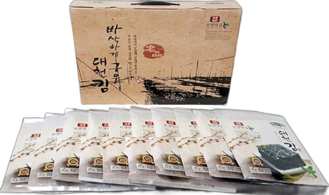 바삭하게 구운 소문난 대천재래 김 전장김 10봉 세트 할아버지 할머니 아기 반찬, 10개, 20g