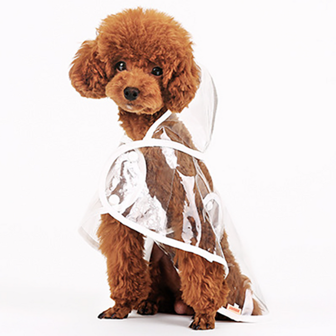 강아지 비오는날 비옷 야외 실외 배변 산책 판쵸 투명 우비 (XS-XL), 1개