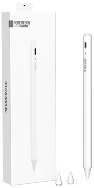 로랜텍 아이패드 호환 스타일러스 스마트 터치펜 RRT-412, 화이트, 1개