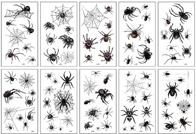 KC인증거미 어린이 타투스티커 L타입 할로윈 소품 꾸미기 판박이 집콕놀이 헤나 문신 오래가는 방수 스티커, 블랙, 1세트