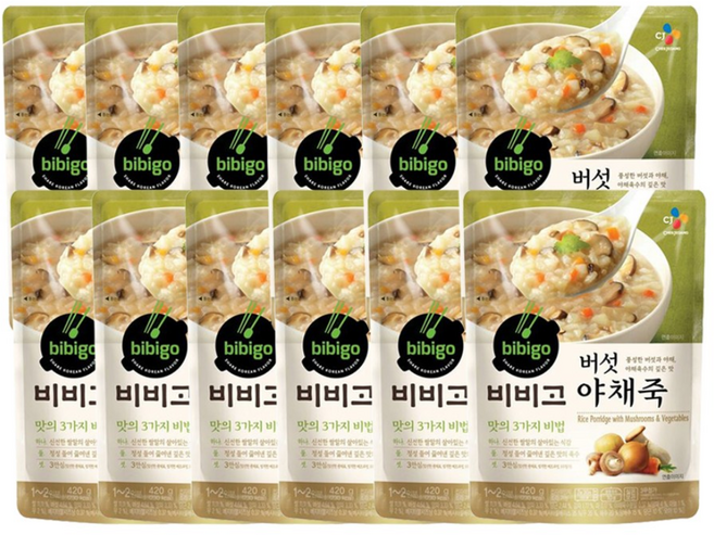 비비고 버섯야채죽, 420g, 12개