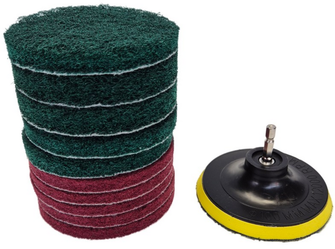 싱크대 찌든 때 드릴 청소솔 4인치 원형 수세미 10P 백업패드, 1개, 1개