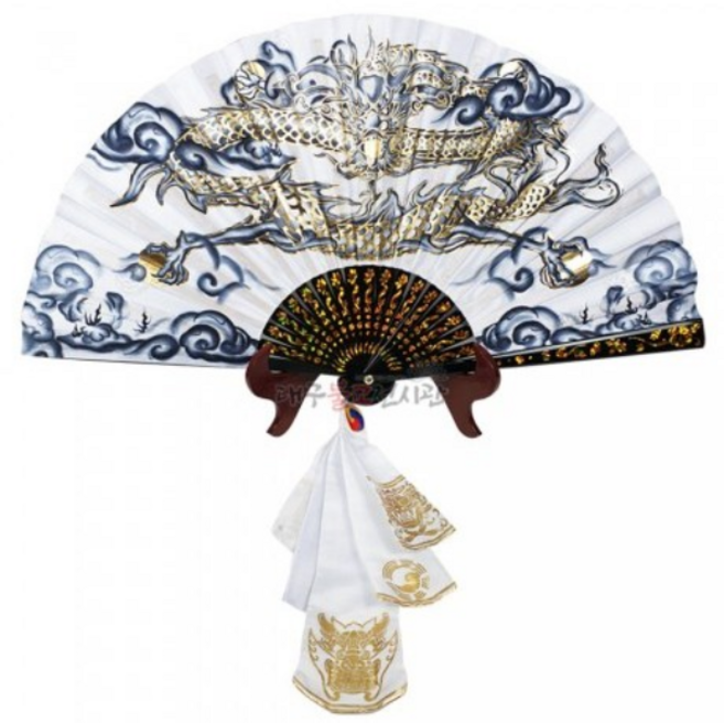 황금용부채 6색 (좌대미포함) 신중부채 점사부채 무구 신물 무속용품 불교용품, 백색, 1개