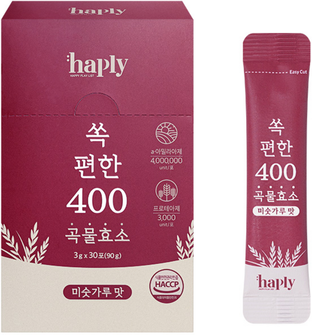 [해플리 본사] 해플리 쏙편한 400만 곡물효소, 1개, 30회분