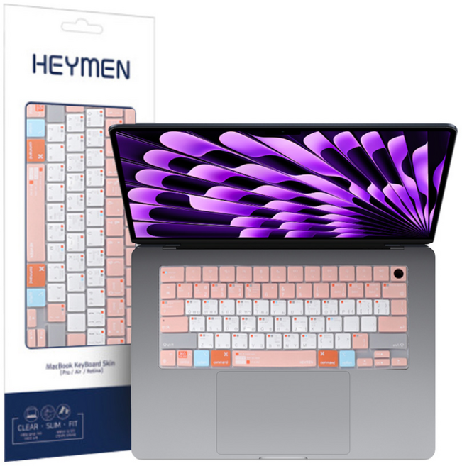 헤이맨 맥북 에어 13 15 인치 M4 파스텔 컬러 키보드 자판 보호 키스킨, 1개, 에어 13/15 M4 샌드핑크