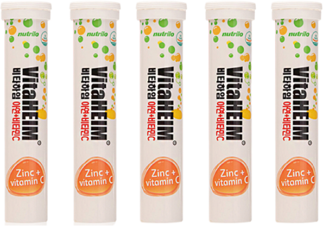 비타하임 발포비타민 아연+비타민C, 20정, 5개